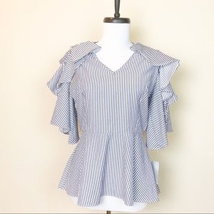 Trendyol Blue & White Peplum Blouse